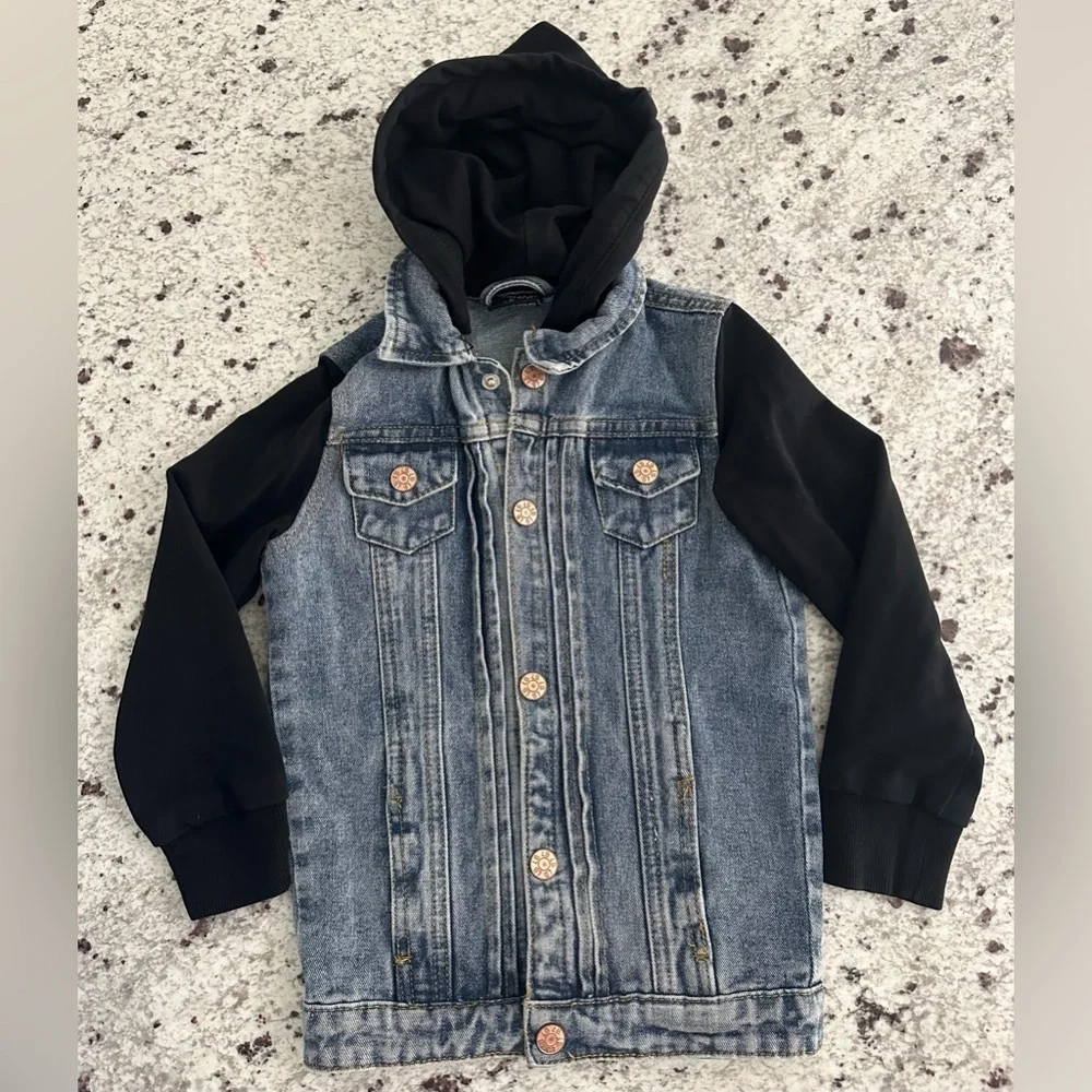 Little bipsy hooded‎ denim jacket 3t-4t